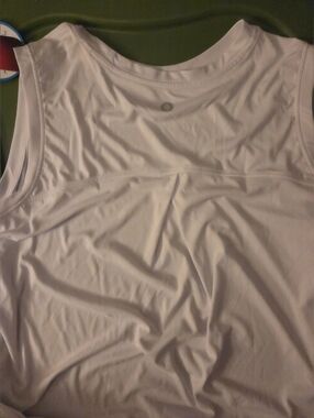 Womens Santiny White Sleeveless Athletic Tank with Reflective Logo